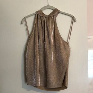 Gold metallic halter with keyhole size L. Saylor brand